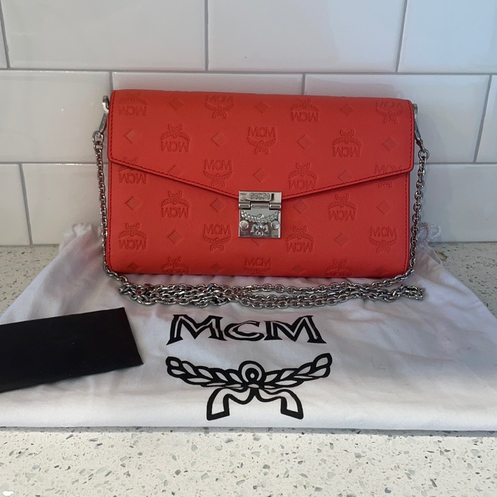 MCM Millie Monogram crossbody in coral/pink